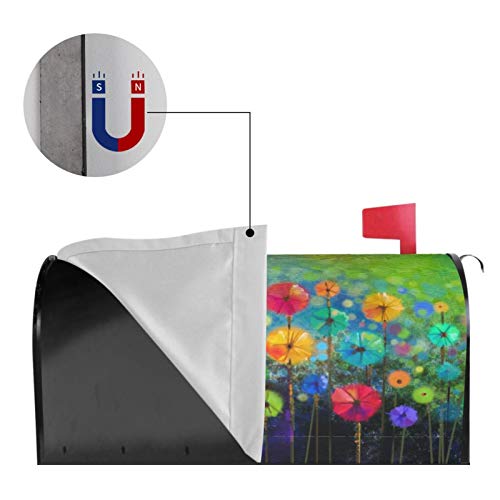 Deaowangluo Nature Spring Summer Autumn Winter Flowers Mailbox Covers Standard Size Floral Watercolor Rainbow Dandelion Poppy Magnetic Mail Cover Letter Post Box 21" Lx 18" W #TOP3