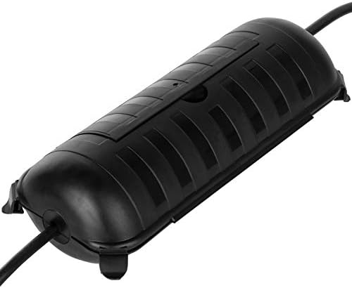 RESTMO Outdoor IP44 Waterproof Connection Box, Weatherproof Electrical Extension Cord Cover, Safety Seal Enclosure to Protect Holiday Decorations, LED Strip Light, Power Tool, Fountain, Black