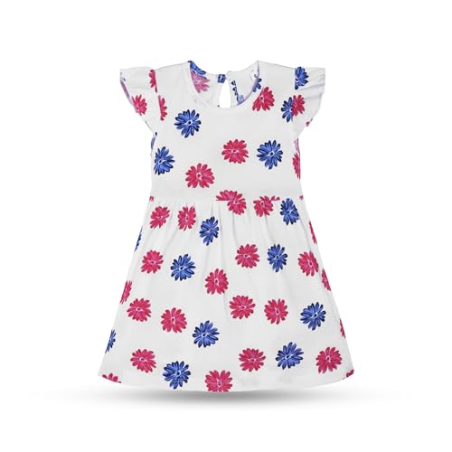 Image of T2F Baby Girls' Printed A-Line Dress | 100% Cotton | Soft Fabric|Knee-Length | 3-24 Months