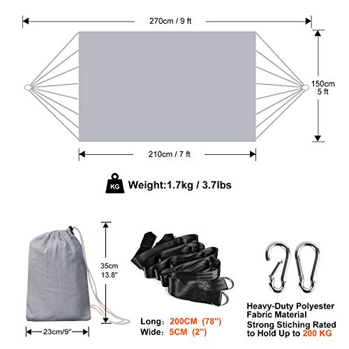 image for Anyoo Single Cotton Outdoor Hammock Multiples Load Capacity Up to 450 
