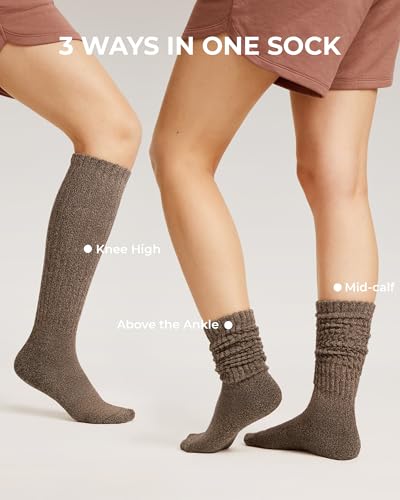 Image of FITRELL Slouch Socks for Women, 3 Pairs Soft Cotton Knee High Scrunch Tube Boot Socks