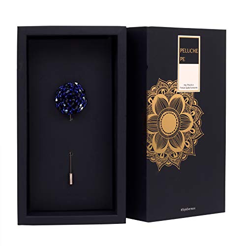 Image of Peluche Crystal Flower Brooch /Lapel Pin for Men
