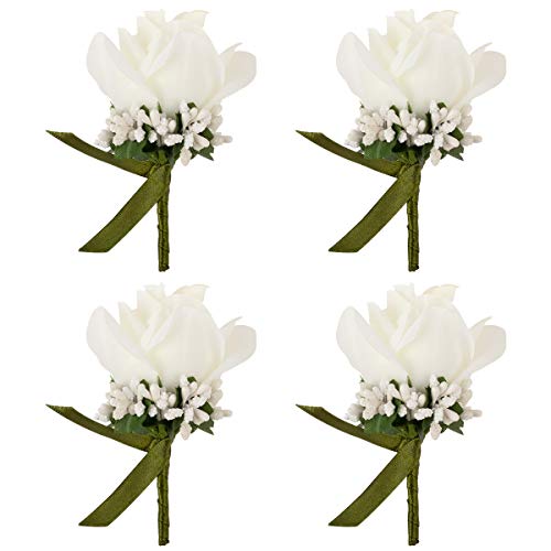 JaosWish 4PCS Flower Men Boutonniere Handmade Silk Men Corsage for Groom Wedding Party Suits
