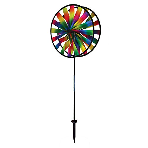 In the Breeze 2719 Kaleidoscope Double Wheel Spinner - Colorful Wind Spinner for Your Yard and Garden