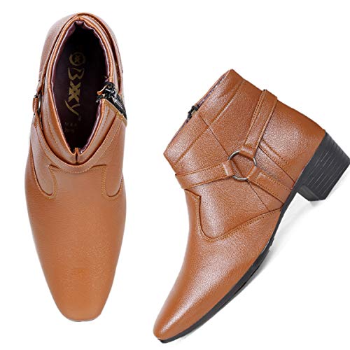 Image of BXXY Men's 2 inch Height Increasing Synthetic Material Casual Formal Chelsea Ring, Slip-On Boot with Pu Sole.