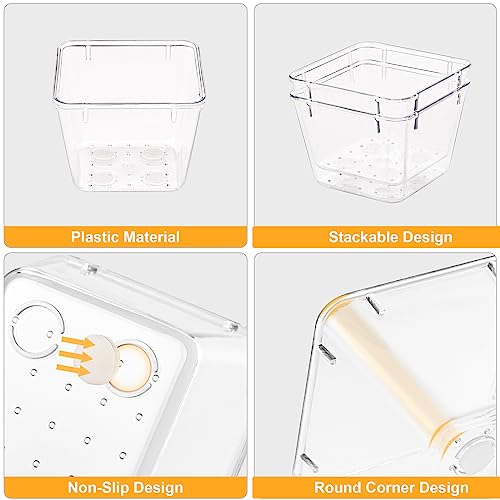 Image of SMARTAKE 22-Piece Drawer Organizer with Non-Slip Silicone Pads, 5-Size Clear Desk Drawer Organizer Trays Storage Tray for Makeup, Jewelries, Utensils in Bedroom Dresser, Office and Kitchen, Clear