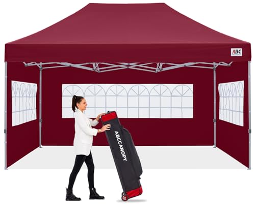 Image of ABCCANOPY Pop up Canopy Tent with Elegant Church Window 10X15,Burgundy