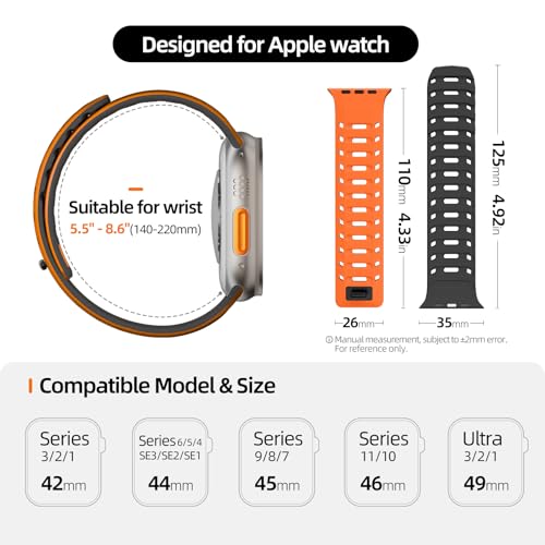 Image of X-it Magnetic Watch Band for Apple Watch Ultra 49mm, 46mm /45mm /44mm, Silicone Sport Strap with Strong Magnet for Men and Women, Compatible with Apple Watch Series 11 /10 /9 /8 /7 /6 /5 /4 /3 /2 /1 and SE
