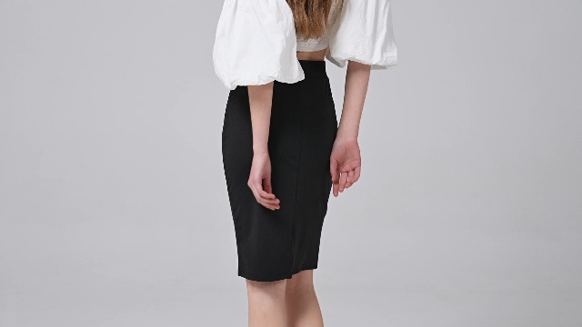 Gonna Tubino Nera Elegante Con Spacco - Vita Alta E Tessuto Elasticizzato Per Ufficio O Serata - Foto 7