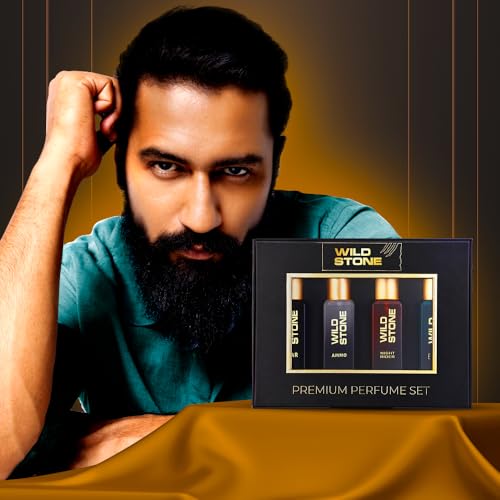Image of Wild Stone Perfume Gift Set for Men, Pack of 4 (4x20ml) | Luxury Perfume for Men | Long-Lasting Fragrances Gift Set | EAU DE Parfum Gift for Men with Ammo, Cigar, Edge & Night Rider