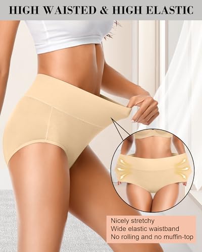 Eiggam Tummy Control Underwear Soft High Waisted underwear Full Coverage Briefs Breathable Postpartum Cotton Womens Panties4