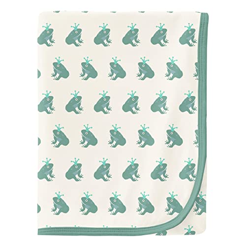 Image of KicKee Print Swaddle Blankets, Silky Soft Baby Blanket, Sized 40” x 29” (Natural Frog Prince - One Size)