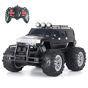 Popsugar Off Roader Rechargeable Remote Control Monster Truck with 2 Speeds and 4 Headlight Modes | Lithium Battery | C-Type Charging | Remote Control Car for Kids | Made in India, Black Mat