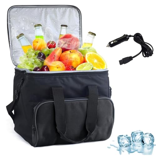 Sac isotherme électrique portable 15 L, 12 V CC pour réfrigérateur de voiture, glacière électrique avec poche de rangement et bandoulière pour voiture,...