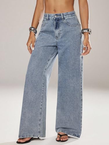 Image of Glossia Denim Baggy Jeans for Women | Stretchable High Waist Straight Fit Jeans for Women | High Rise Stretch Denim | Loose Fit Plus Size Denim (Sizes - 24 to 44) WJ71-1205-$