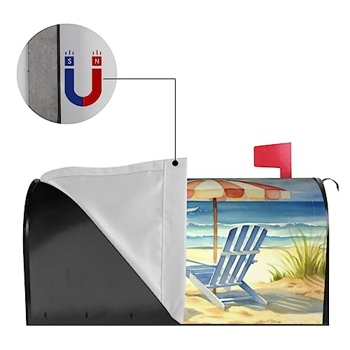 Image of Summer Mailbox Covers Magnetic Standard Size 18 inch X 21 inch Beach Life Mail Box Cover Summer Nautical Magnetic Post Wraps Letter Box Cover for Home Garden Yard Decor