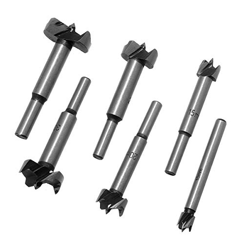 TOPWAY Forstner Wood Drill Bit 6PCS,10-35mm Carbide Steel Woodworking Hinge Boring HSS Hole Saw Drilling Set for Plastic Plywood Cork Splint Particle Board