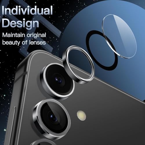 Image of Skinomi Camera Lens Protector Compatible with Samsung Galaxy S24 5G / Galaxy S23 5G[Anti-Scratch] Premium Tempered Glass Film Aluminum Alloy Lens Ring Cover- Titanium BLack
