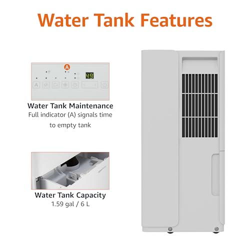 Image of Amazon Basics 35-Pint Dehumidifier for Home, New Energy Star Certified, Humidity Control, Auto-Defrost, Timer, Overflow Protection for Rooms up to 2500 SFT, White