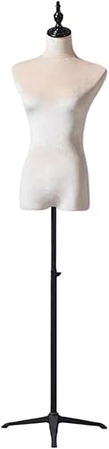 Female Full Body Mannequin Adjustable Height Clothing Mannequin Clothes Form Stand Detachable Wood Arm Used for Display Clothin(White,Torso)