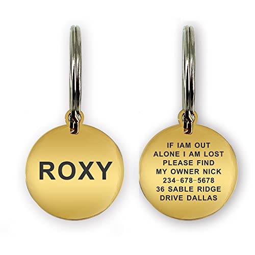 Dog Tags Engraved For Pets Personalized Dog Name Tags Dog Id Tags Small Cat Tags Large Dog Collar Tags Custom Text Stainless Steel Engraved On Both Sides(L Gold) #TOP5