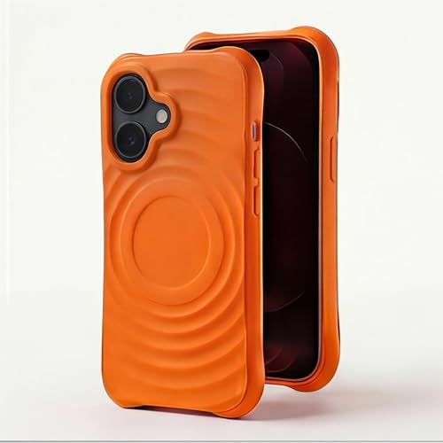 Image of amazon basics Shockproof Case for iPhone 17 | Ripple Pattern | Camera Protection | Protective Cover with Enhanced Grip & Wireless Charging Support - Orange