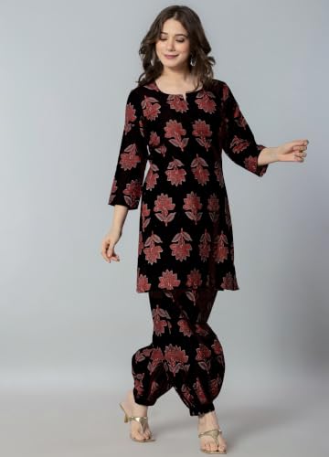 Image of rytras Women Pure Cotton Printed Straight Kurta Set with Palazzo Pants - Ethnic Wear