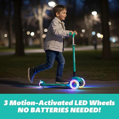 Image of SKIDEE Kick Scooter for Kids Ages 3-5 | Foldable 3 Wheel Scooter with Lean-to-Steer, Adjustable Height, Removable Seat & LED Light Wheels | Toddler Scooter Up to 12 Year Old Boys /Girls