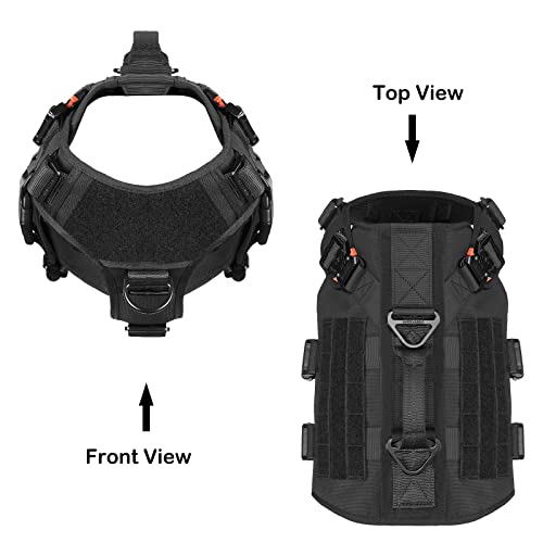 Icefang Tactical Dog Operation Harness With 6X Buckle,Dog Molle Vest With Handle,3/4 Body Coverage,Hook And Loop Panel For Id Patch,No Pulling Front Clip (L (28"-35" Girth), Black) #TOP2
