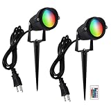 Lorrtta RGB Outdoor Spotlight ，10W LED Color Changing Landscape Lights with Remote Control 120V Landscape Lighting Waterproof Spot Lights Outdoor for Yard Garden Patio Lawn Decorative, （2 Pack）