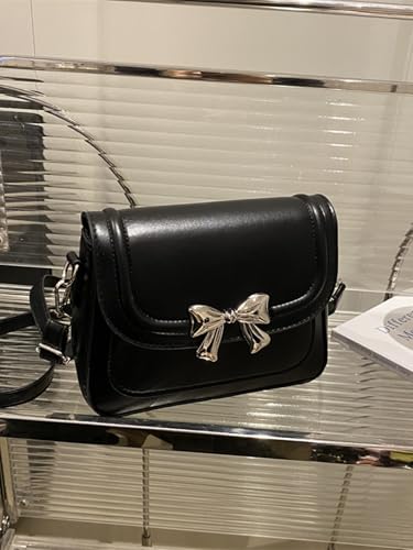 Women's Bowknot Square Crossbody Bags PU Leather Flap Shoulder Handbags Elegant Small Purses3