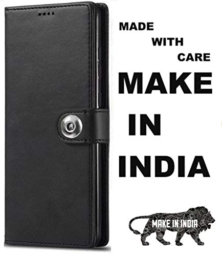 Image of SHINESTAR Ultimate Leather Finish Flip Back Cover for Oppo A78 5G | Inside TPU & Inbuilt Stand | Wallet Style Back Cover Case for Oppo A78 5G | Stylish Button Magnetic Closure - Black