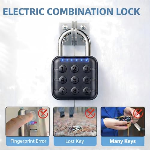 Image of Combination Padlock - Combination Lock with 6-Digit Code, Digital Padlock with Keyless Entry, IP67 Waterproof Zinc Alloy Lock for Locker, Gym, Travel, Outdoor, Gate (Black)