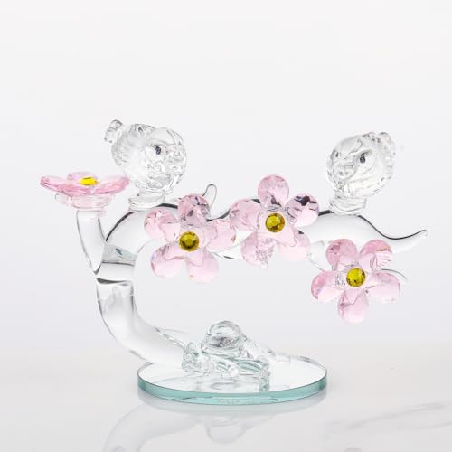 Pleadeliy K9クリスタル比翼鳥 永遠の愛 結婚祝い 記念日 母の日 開運 ギフトボックス クロス カード付き