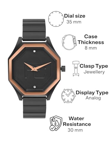 Image of French Connection Ascend Black Rectangle Dial Womens Analogue Watch FCN090BM
