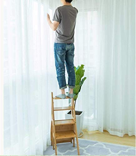 Taburete de escalera de madera maciza con acabado premium para decoración funcional 7