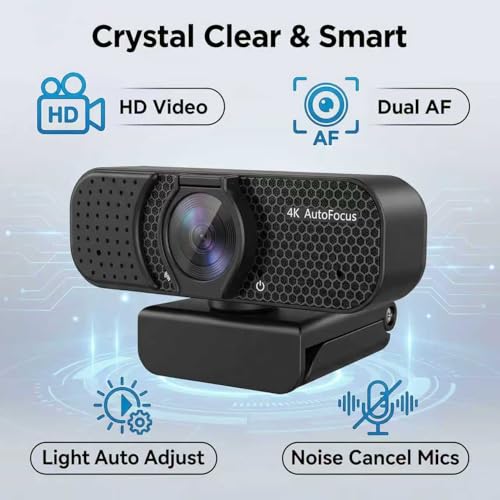 Image of Gohero 4K Webcam with Dual PDAF Autofocus, 2 Noise Reduction Mics, Auto Light Correction, Privacy Cover, 83 FOV, USB-A, for PC, Mac, Laptop, Video Calls Pro Series