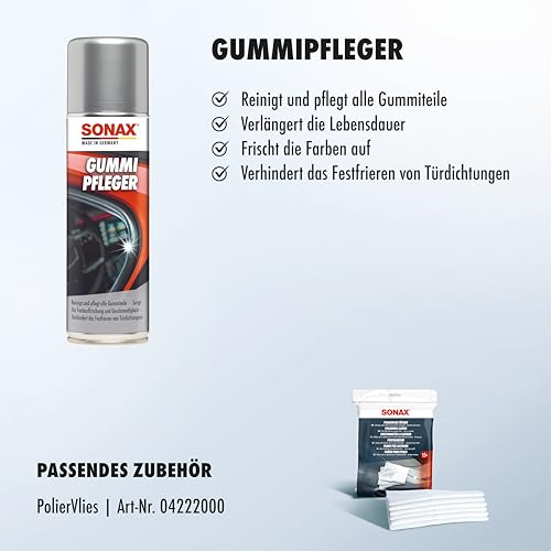 SONAX GummiPfleger (300 ml) reinigt, pflegt & hält alle Gummiteile elastisch, verhindert festfrieren & festkleben von Gummidichtungen | Art-Nr. 03402000