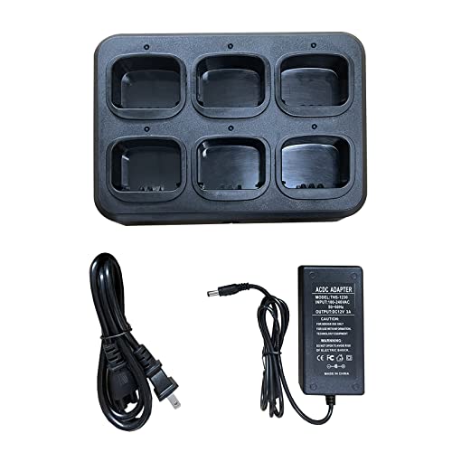 Teseko Six-Way Charger Multi Unit Charger for Motorola NNTN4497CR NNTN4497DR NNTN4496 CP040 CP140 CP150 CP160 CP180 CP200 CP200D CP250 CP380 PR400 EP450 EP450S DEP450 GP3688 GP3188?Thin Version?