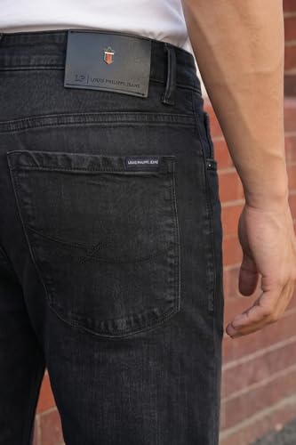 Image of Louis Philippe Men's Regular Fit Stretch Fabric for Comfort Premium Wash Aesthetic Authentic Twill and Durable Jeans