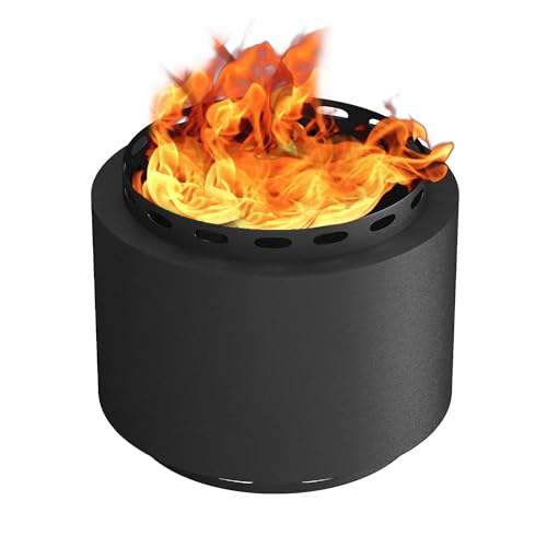 Outsunny Chimenea portátil sin humo, 48,5 cm, con póquer para jardín, camping, fiesta de hoguera, metal, negro