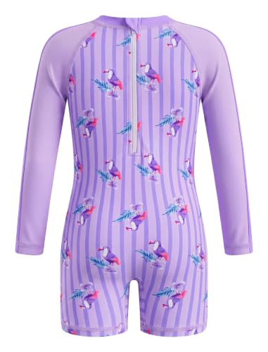 Image of ODASDO Infant Baby Girls Long Sleeve One Piece Rash Guard Swimsuit 3-24M | UPF 50+ Sun Protection | Back Zipper | Quick Drying | Full Head Neck Body Coverage | For Beach Vacation and Pool Party