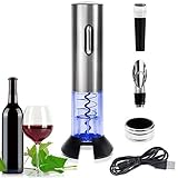 Rovtop Tire Bouchon Électrique Rechargeable, Coffret Cadeau Vin avec Ouvre Bouteille Électrique, Coupe-capsule, Bouchon à vin sous vide, Verseur de vin, Cadeau Original pour Les Amateurs de Vin