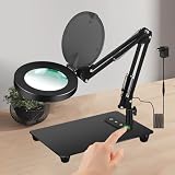 Lupa con luz, Lámpara de Aumento, Lampara de Mesa con 5 Modos de Color, Aumento 5X Lupa con Base de Control,Lámpara de Escritorio para Lectura, Reparación, Trabajo