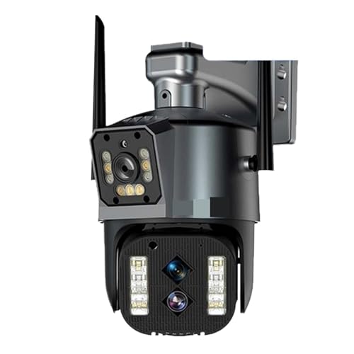 Cámara IP for Exteriores 6K, 12MP, Tres Lentes, Zoom 10X, cámaras de vídeo PTZ, Seguimiento automático, protección de Seguridad, vigilancia Impermeable(12MP Add 64G Card)