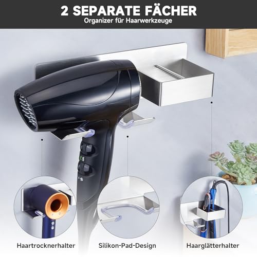 Miniatura 3 de Xilimen Soporte Secador Pelo Y Plancha Sin Taladro, Soporte Secador De Pelo Adhesivo, Soporte Para Secador De Pelo Soporte Planchas Pelo