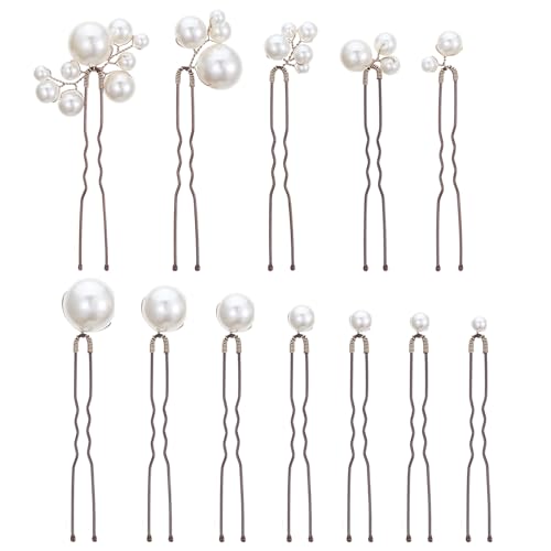 12 PCS Bridal Wedding Hair Pins, Bridal Hair Pearl Crystal