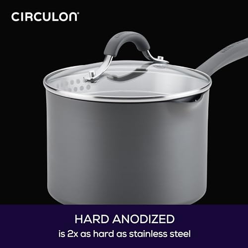 Circulon Radiance Hard-Anodized Nonstick Straining Saucepan, 3-Quart, Gray - Thumbnail 6