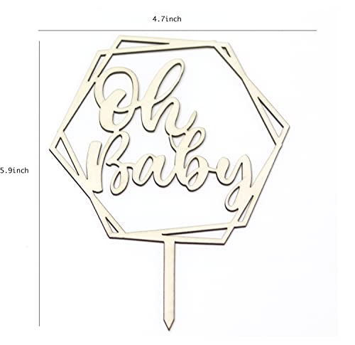 Wood Oh Baby Cake Topper, 2Pcs Baby Shower Cake Topper Baby Shower Decorations For Boho Baby Shower Newborn Birthday #TOP1