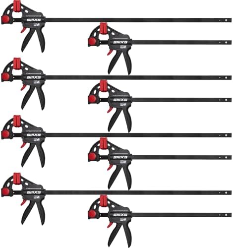 SIIIXS Professional 8-Pack Bar Clamps for Woodworking with GS Certificate, 12" and 6" Quick-Release Ratcheting F Clamps with 177 LBS Load Limit (8-Pack 6"&12")